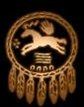Ancient-style dreamcatcher featuring a horse and feathers.